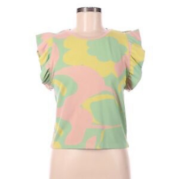 NWT ZARA RUFFLED JACQUARD TOP - Picture 7 of 14
